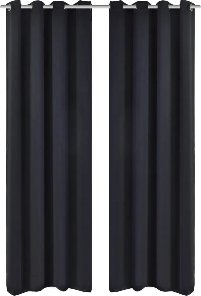 vidaXL 2 db fekete sötétítőfüggöny fém fűzőlyukakkal 135 x 175 cm