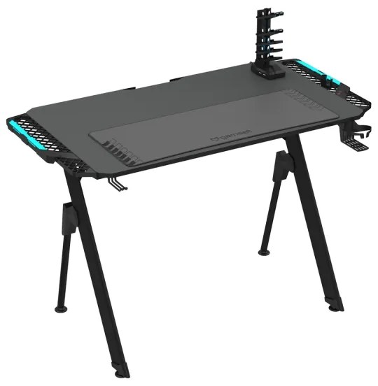 Gaming asztal FALCON LED RGB háttérvilágítással 116x60 cm fekete