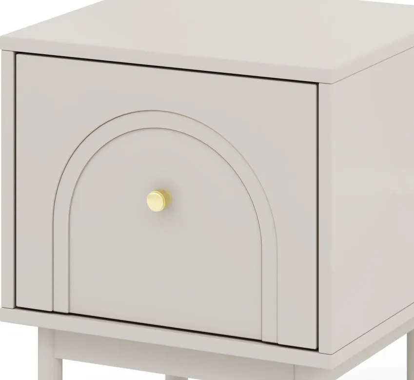 Éjjeliszekrény 1 ajtós kasmír színben arany fogantyúkkal – MAZOMA