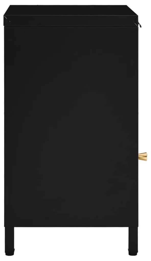 2 db fekete acél és üveg éjjeliszekrény 40 x 30 x 54,5 cm