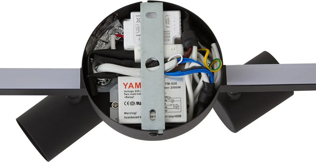 Modern fekete 6 égős GU10 50mm mennyezeti spotlámpa háttérvilágítással és 3 állású kapcsolóval - Back Up