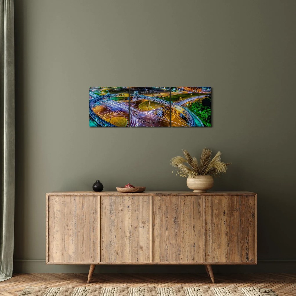 Kép - éjszakai panoráma (órával) (90x30 cm)