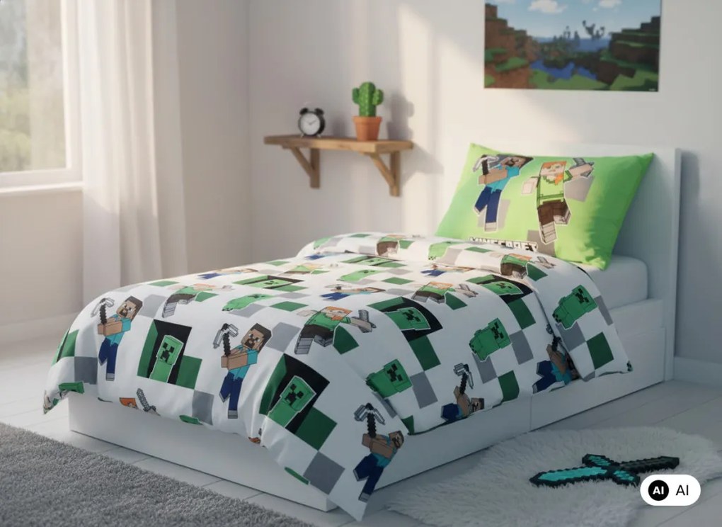 Minecraft Out of the Box ágyneműhuzat 140×200cm, 70×90 cm microfibre