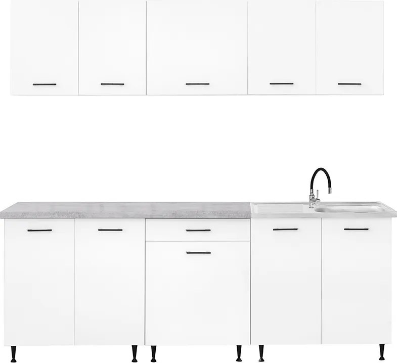 Primo 220 konyhabútor fehér, chromix munkalappal