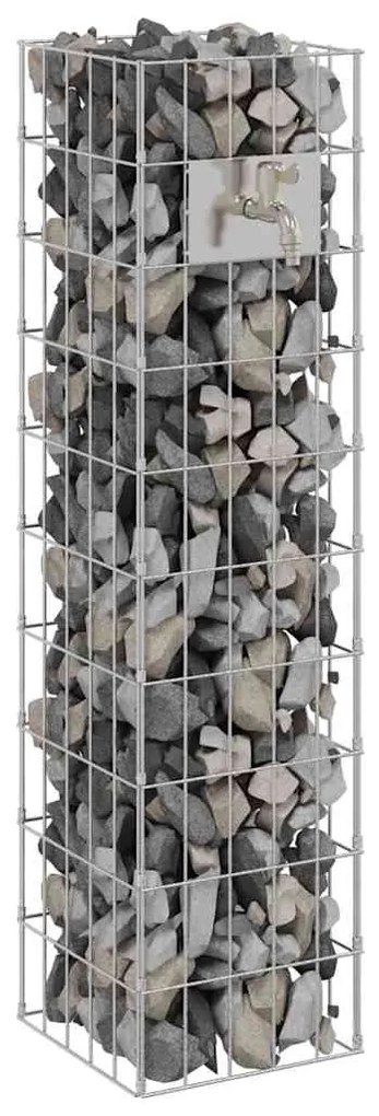 Gabion Oszlop Ezüst 25 x 25 x 100 cm Rozsdamentes acél