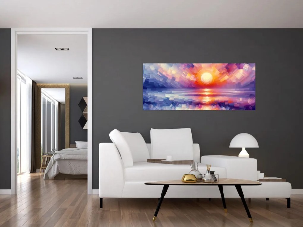Kép - Színes művészi naplemente (120x50 cm)