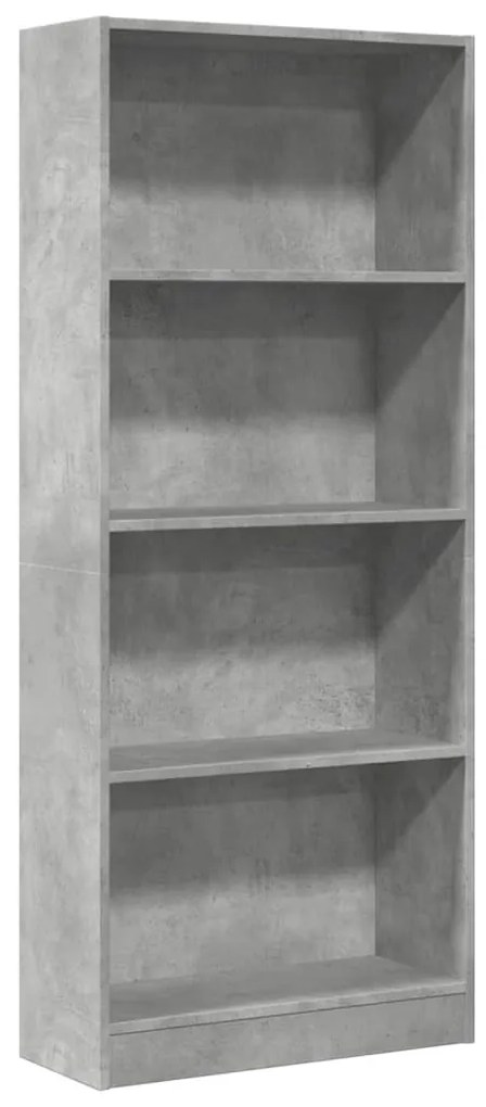 betonszürke szerelt fa könyvespolc 60 x 24 x 143 cm