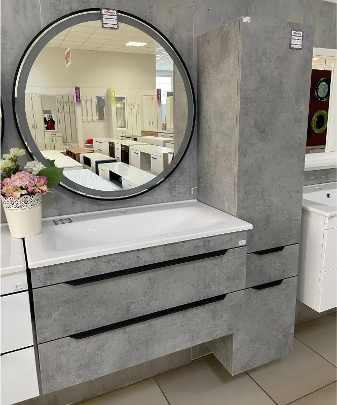 TMP IRON fürdőszoba tükör - FEKETE keret - kerek - LED világítással - érintésmentes kapcsoló - 80 cm