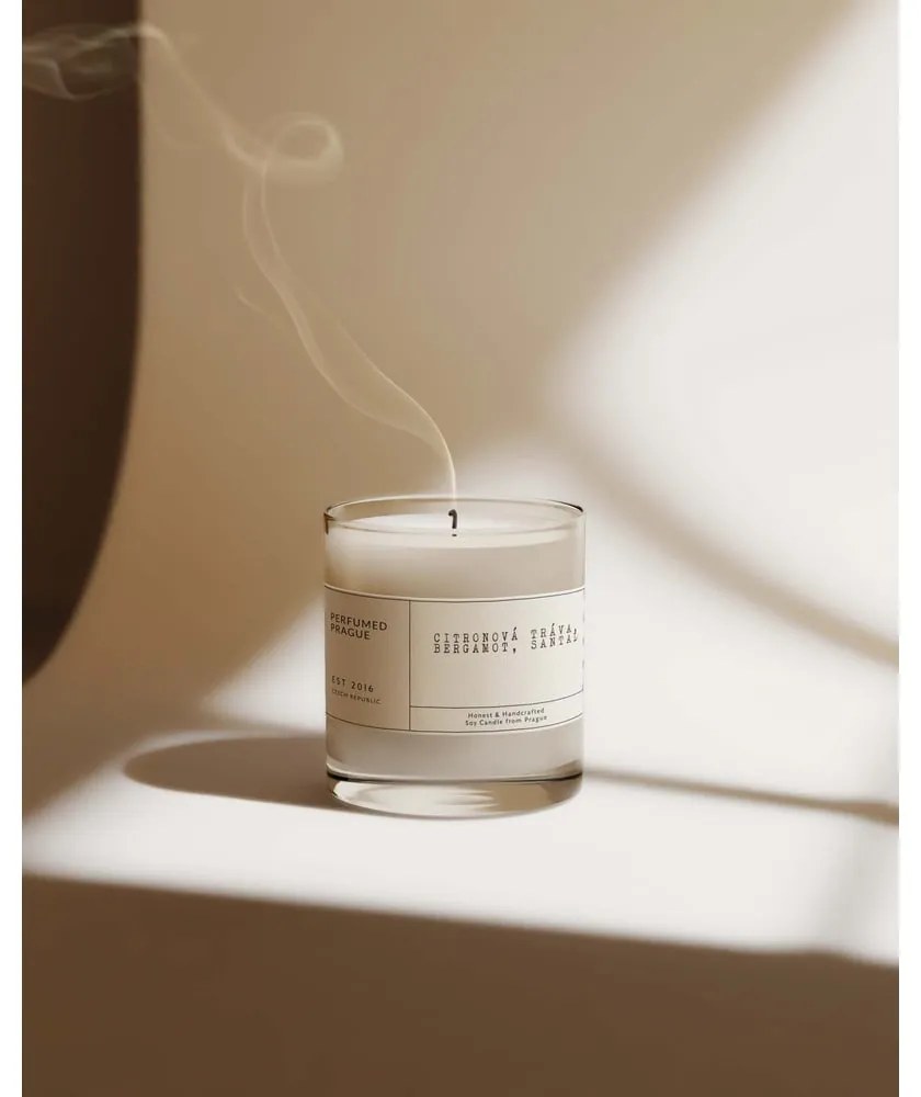 Illatos szójaviasz gyertya égési idő 40 ó #69 Lemongrass, Bergamot, Sandalwood – Perfumed Prague