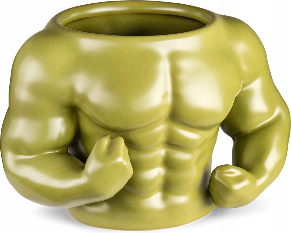 Izomerősítő bögre edzőterem izom Zöld Hulk matt kerámia