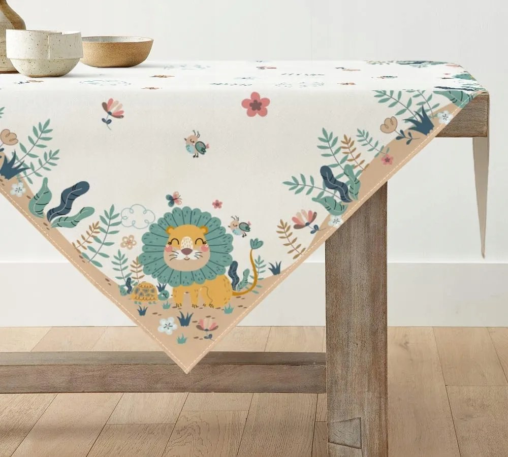 Gyerek Dekorációs Asztalterítő 85 x 85 cm Oroszlán mintás Dzsungel motívum