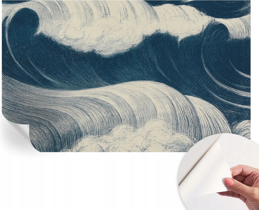 Öntapadós tapéta Divatos 3D fali ragasztóval Tengeri hullámok 416x254 cm