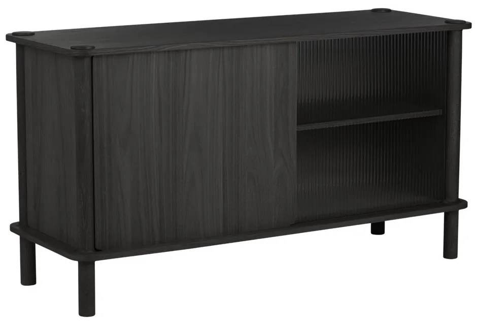 Fekete tölgyfa tálalószekrény tolóajtóval 135x73,5x48 cm Italic – UMAGE