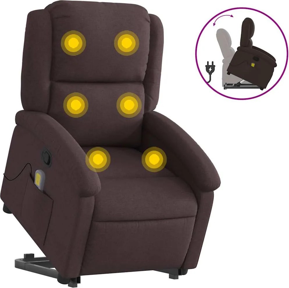 vidaXL sötétbarna szövet dönthető masszázs- és állófotel