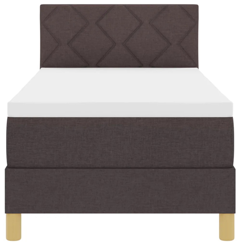 Boxspring ágy matraccal &amp; LED világítással, sötétbarna, 80x200 cm, textil