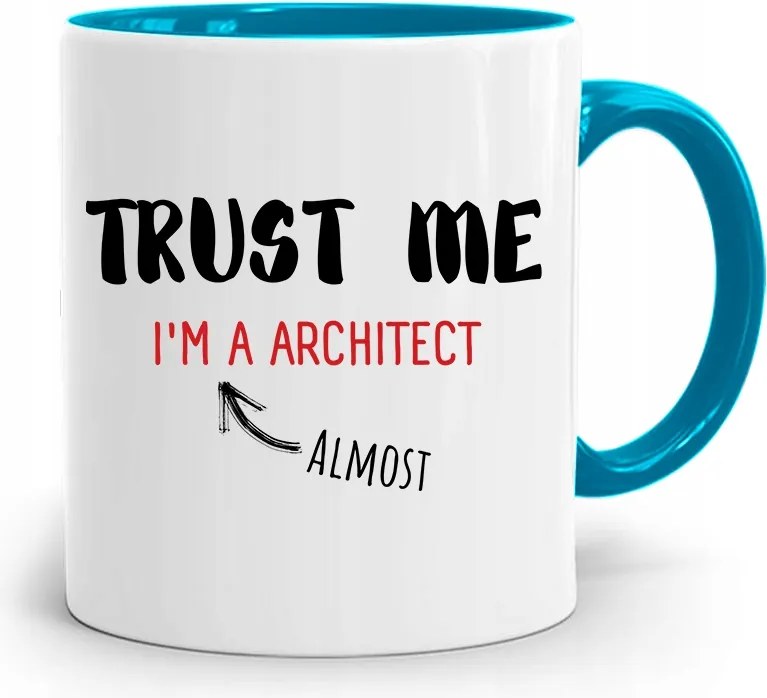 Kék Építész Bögre Trust Me Ajándék fényképes nyomtatással