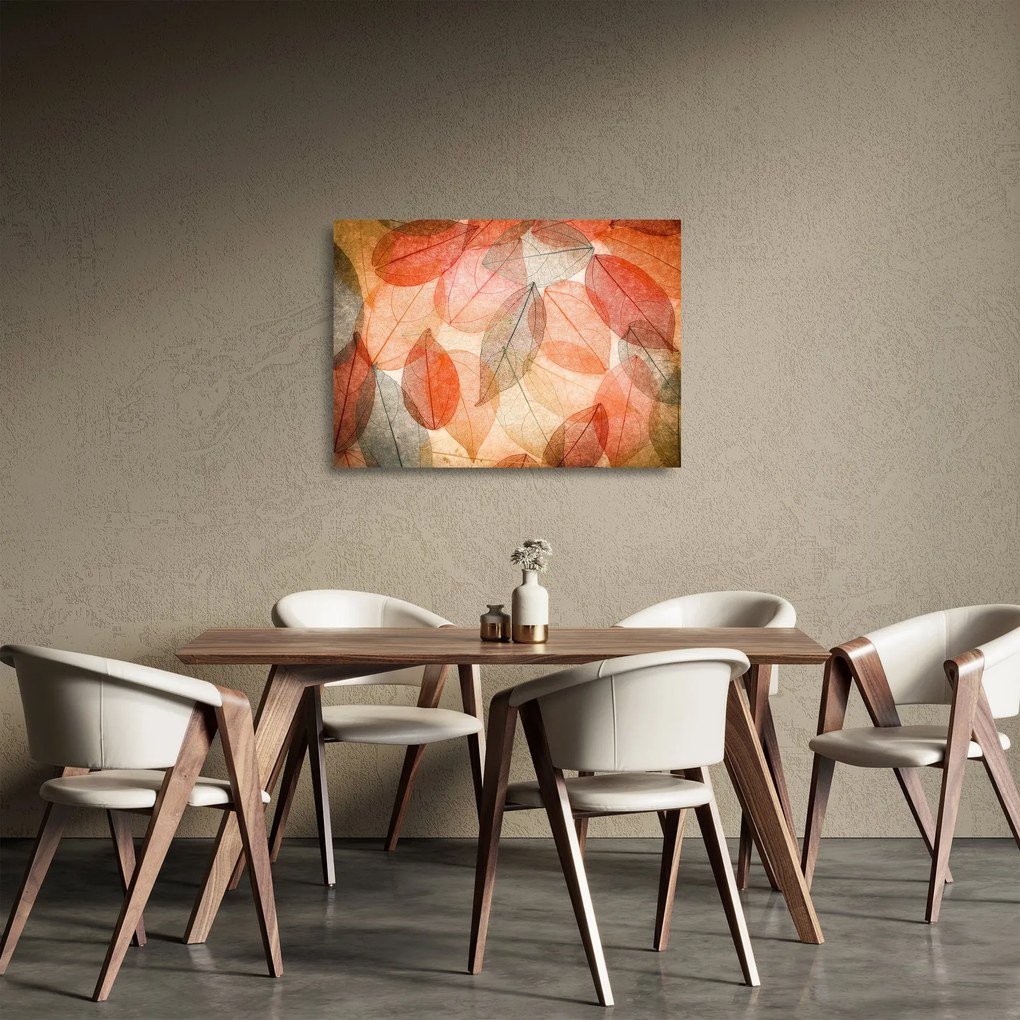 Festett őszi levelek képe (üvegen) (70x50 cm)