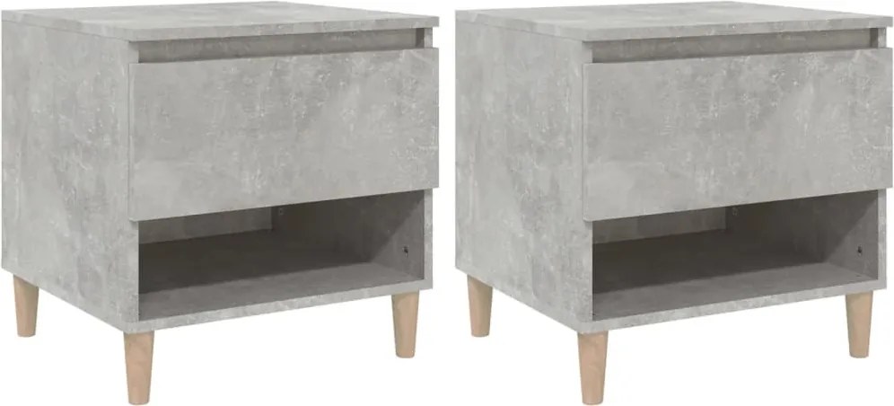 vidaXL 2 db betonszürke szerelt fa éjjeliszekrény 50x 46 x 50 cm