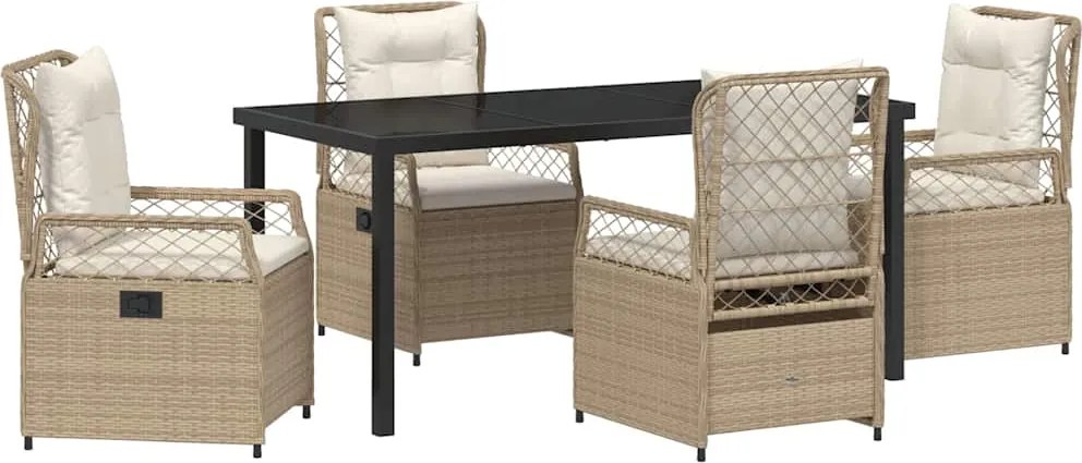 vidaXL Kert étkező szett 5 pcs Beige és Krémszínű polirattan