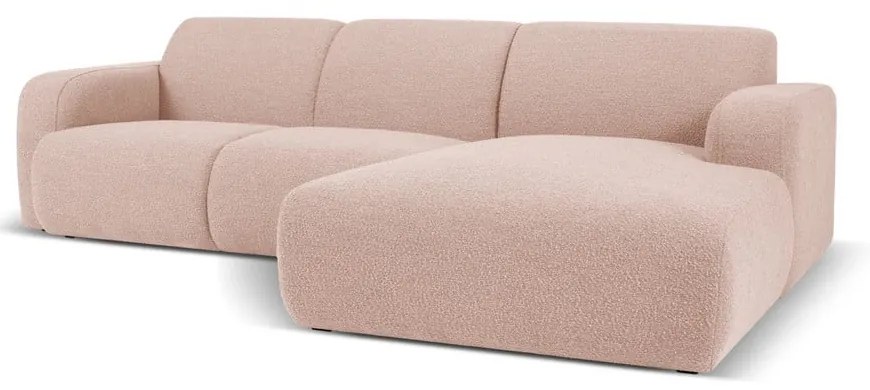 Rózsaszín buklé sarokkanapé (jobb oldali) Molino – Micadoni Home