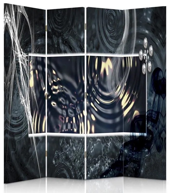 Gario Paraván Absztrakt víz körök Méret: 145 x 170 cm, Kivitelezés: Forgó paraván 360°