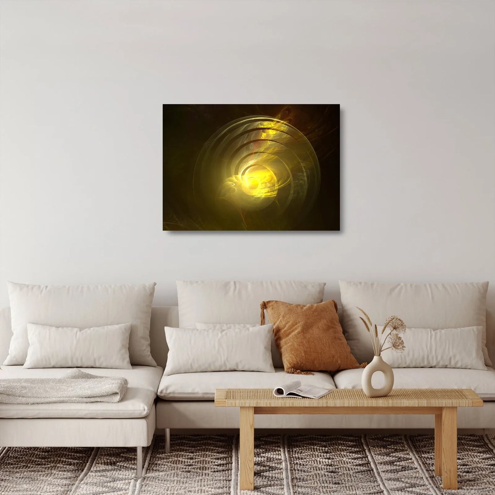Sárga absztrakt spirál képe (üvegen) (70x50 cm)