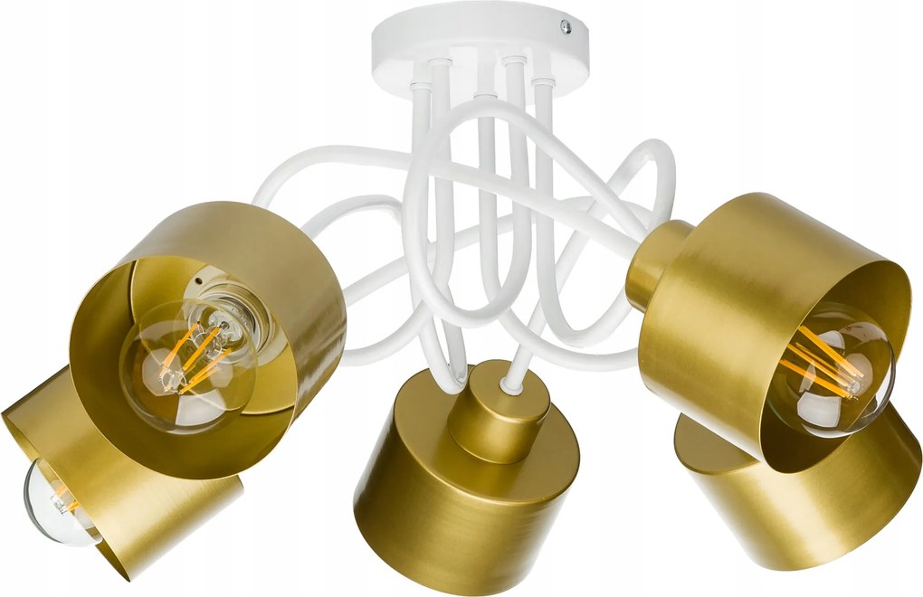 Mennyezeti lámpa csillár lógó Loft göndör fém bögre 5x E27 arany