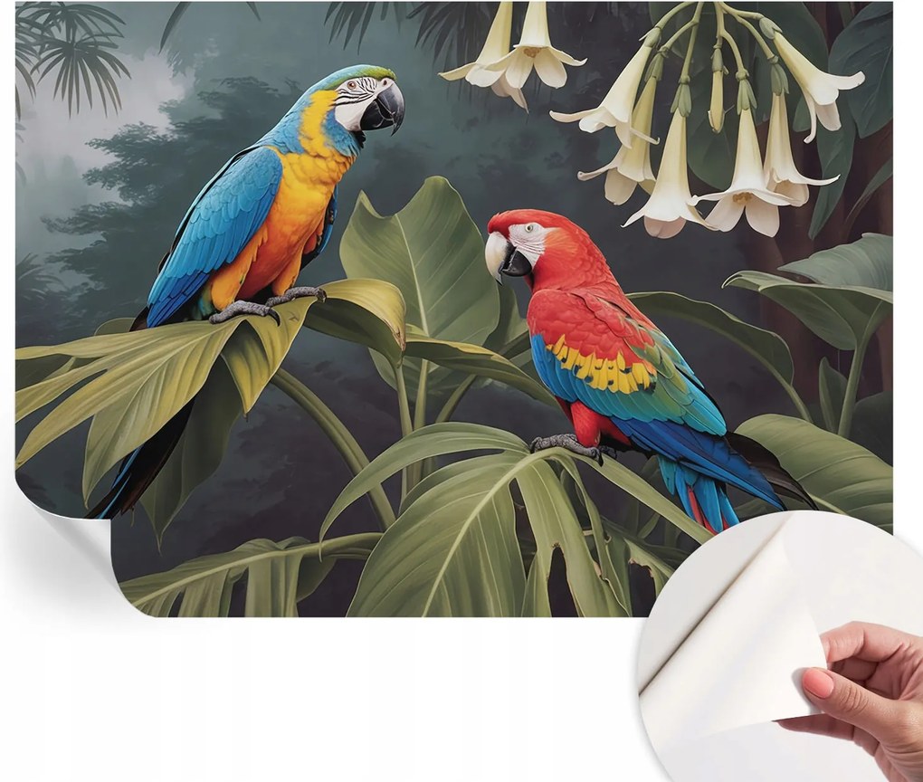 Öntapadós fotótapéta a konyhába Mosható Színes papagájok 312x219 cm