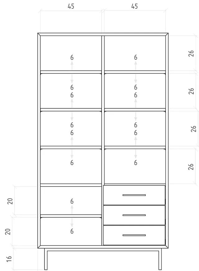 Natúr színű tölgyfa könyvespolc 97x176 cm Abies – The Beds