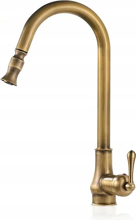 Konyhai csaptelep Retro sárgaréz Kihúzható sárgaréz kifolyócső Elegancia