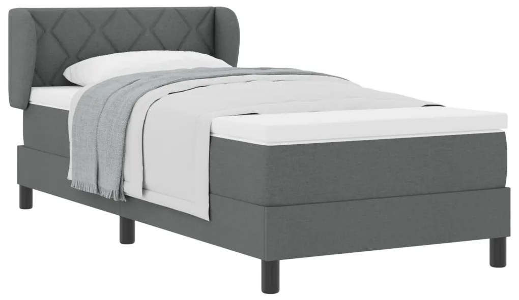 Boxspring Ágy Mattal Sötétszürke 90x190 cm Szövet