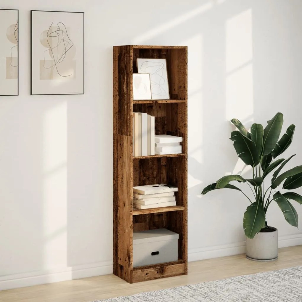 antik fa színű szerelt fa könyvespolc 40 x 24 x 143 cm
