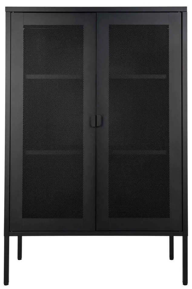 Melbourne vitrin, fekete fém, 2 hálós ajtó, 80x40x120 cm