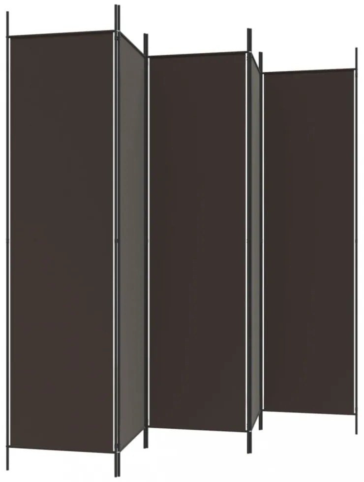 5 paneles barna szövet paraván 250x200 cm