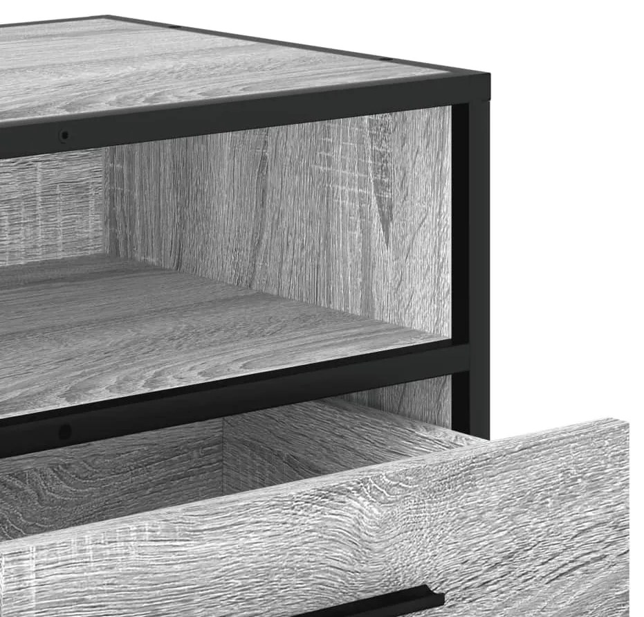 szürke sonoma színű szerelt fa és fém TV-szekrény 80x34,5x40 cm
