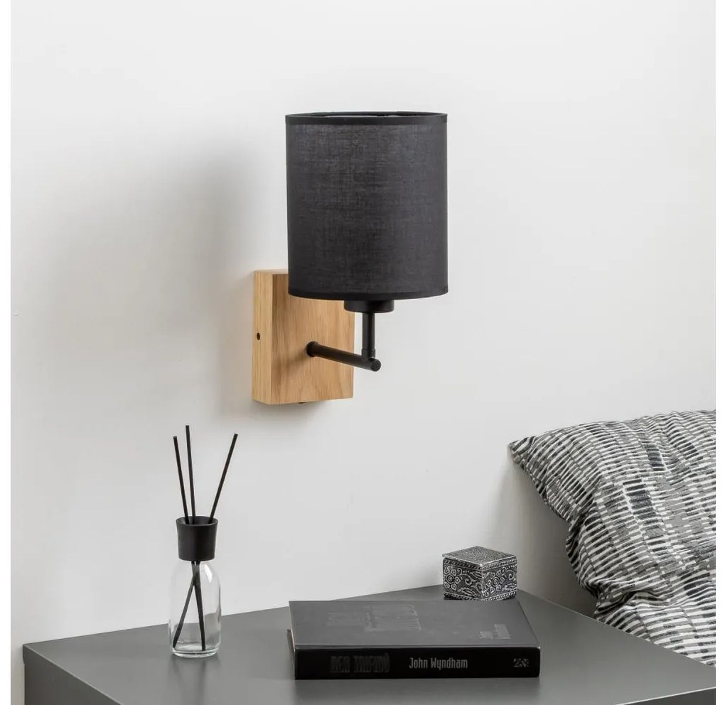 Brilagi - Fali lámpa NUBILA WOOD 1xE27/25W/230V tölgy/fekete
