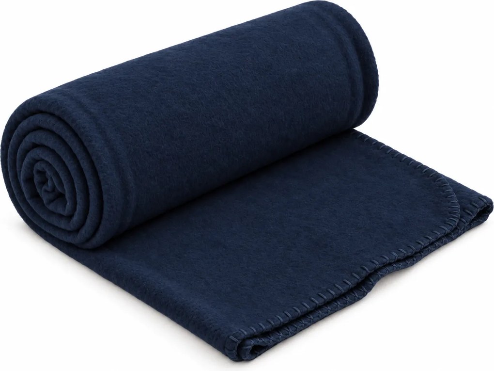 Kétoldalas fleece takaró MELVIRA, tengerészkék Méret: 180 x 200 cm
