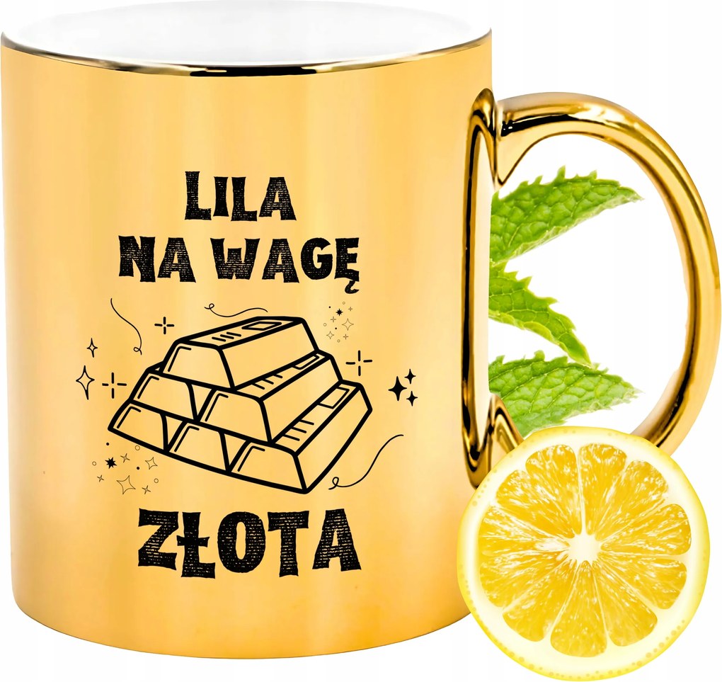 Prémium Arany Csillogó Bögre Liliom Ajándék Nyomtatott Fotóval