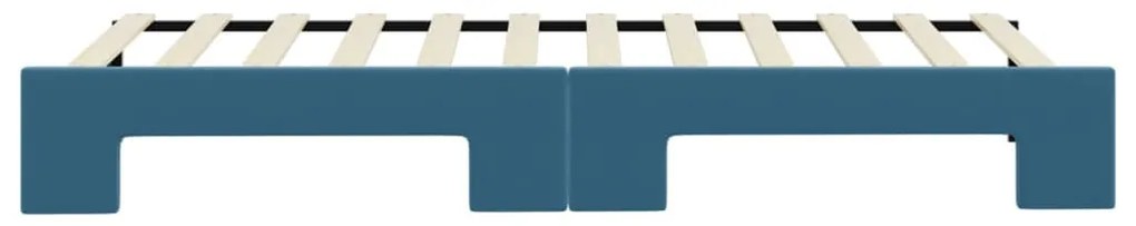 kék kihúzható bársony heverő 80 x 200 cm