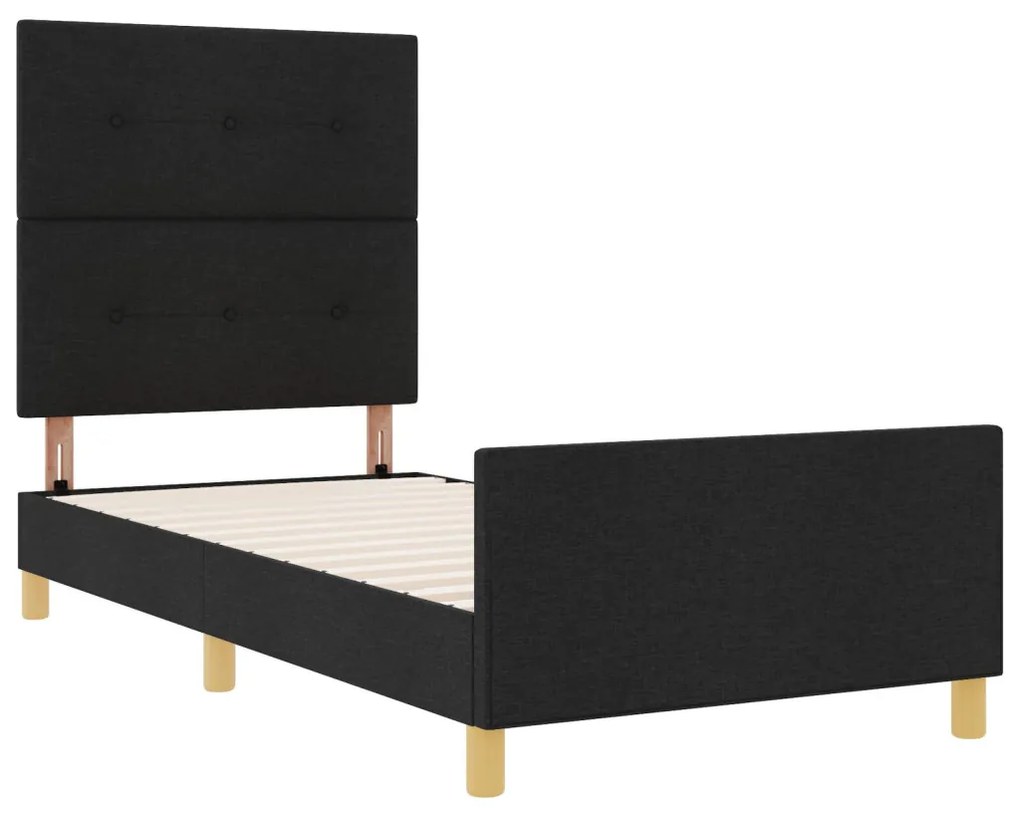 vidaXL Ágykeret fejtámlával Fekete 100 x 200 cm szövet