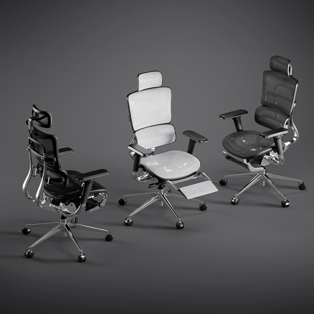 Ergonomikus irodai szék lábtartóval Normal Size, fekete-szürke: Diablo V-Master