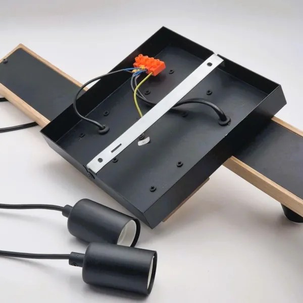 Csillár zsinóron CORTINA 4xE27/15W/230V fekete/tölgy