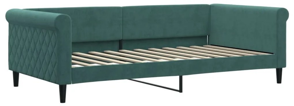sötétzöld kihúzható bársony heverő 100 x 200 cm