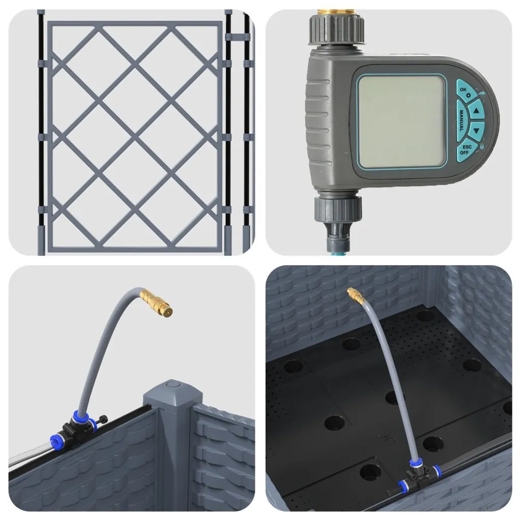 Kerti ültetők Világosszürke 40 x 40 x 126 cm Acél