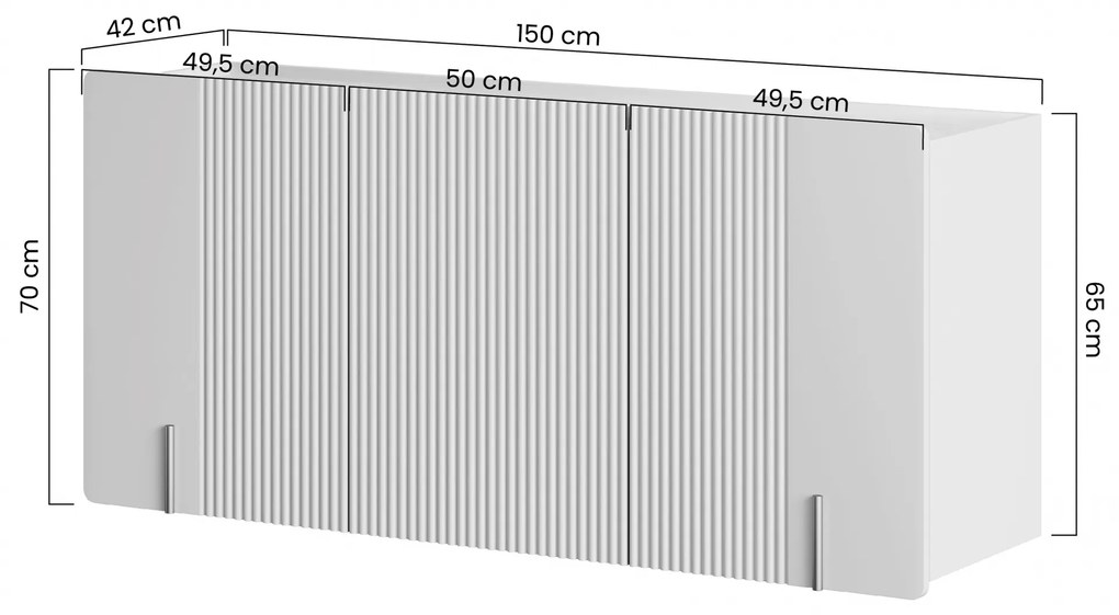 Malmi háromajtós függő komód - 150 cm - kasmír / krém bianca / arany elemek