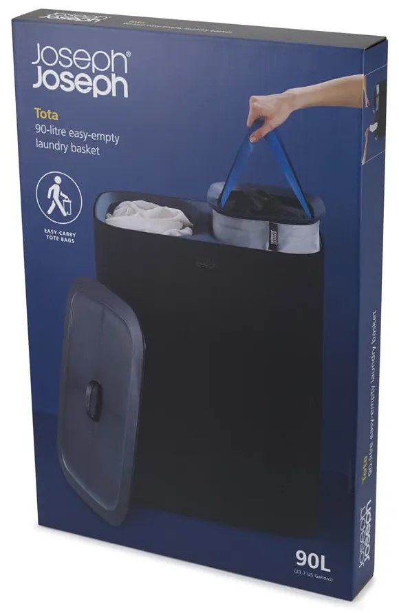 Antracitszürke textil-műanyag szennyeskosár 2x45 l Tota – Joseph Joseph