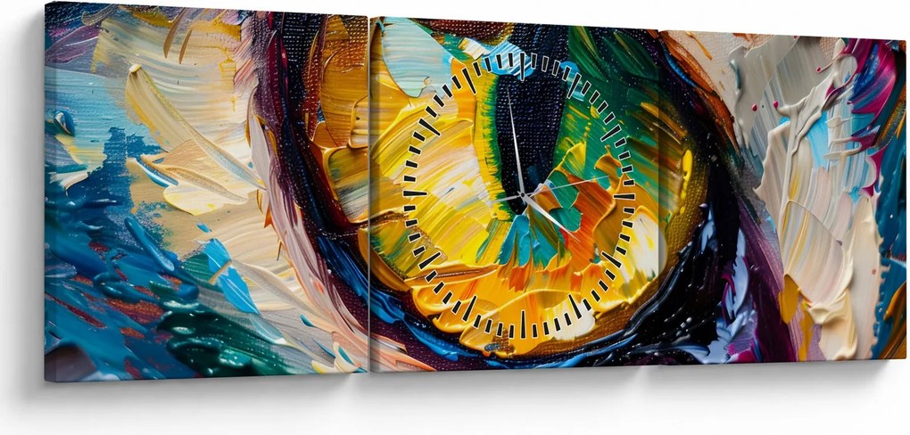 Kép - Macskaszem festmény (órával) (90x30 cm)