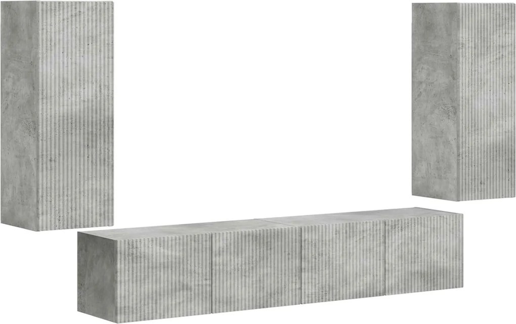 vidaXL TV falit kabinet szett 4 pcs Beton Szürke Faanyag