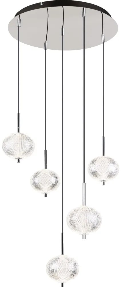 Globo 16042-5HC - LED Csillár zsinóron AIDA 5xLED/6,6W/230V 3000K/4500K/6500K