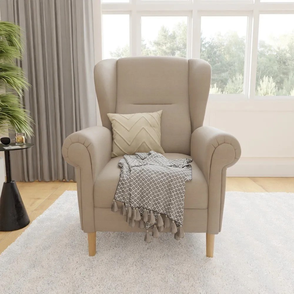 Világosbarna füles fotel Swan – Ropez